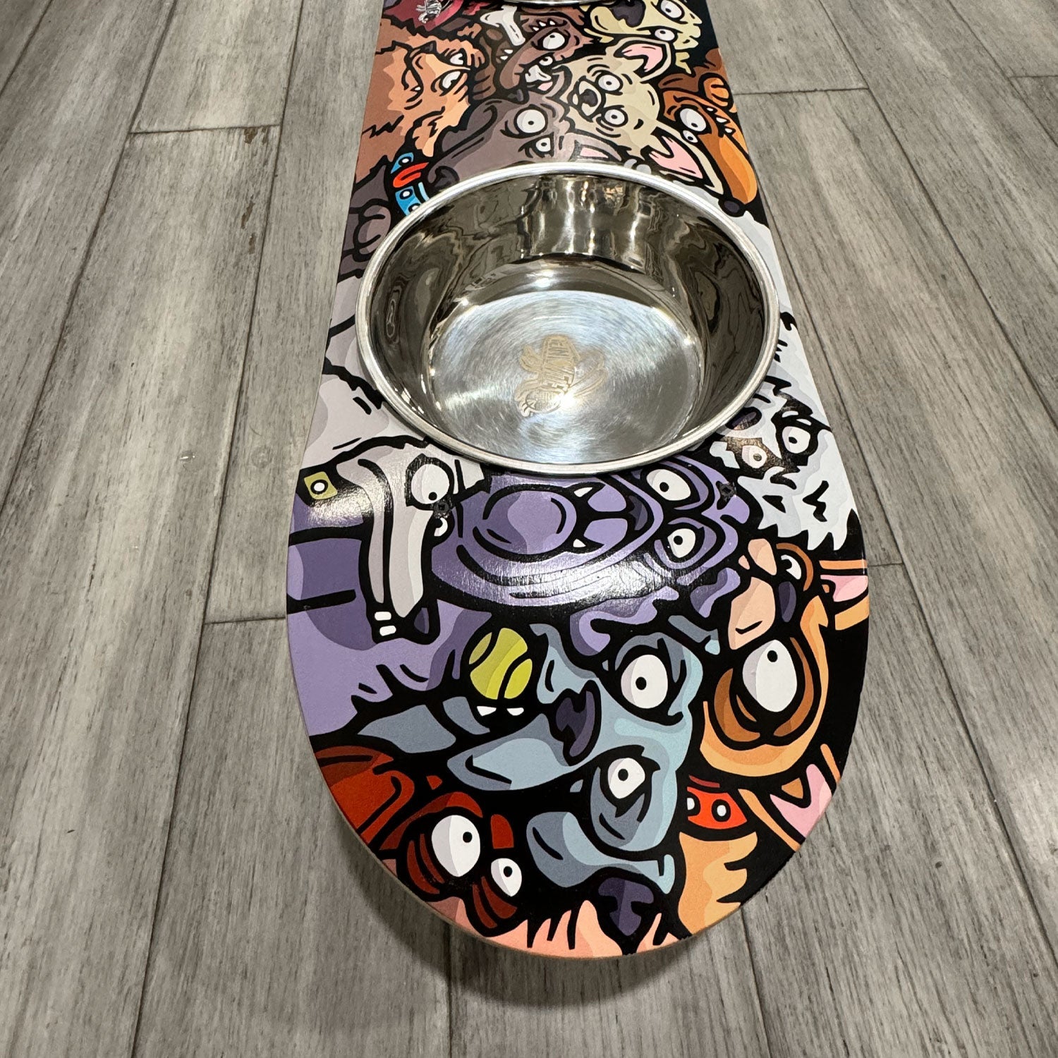 Doggy Pack - Elevated Skateboard Dog Feeding Stand with 2 Bowls