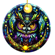 Mysterious Owl Stained Glass Style Ornament