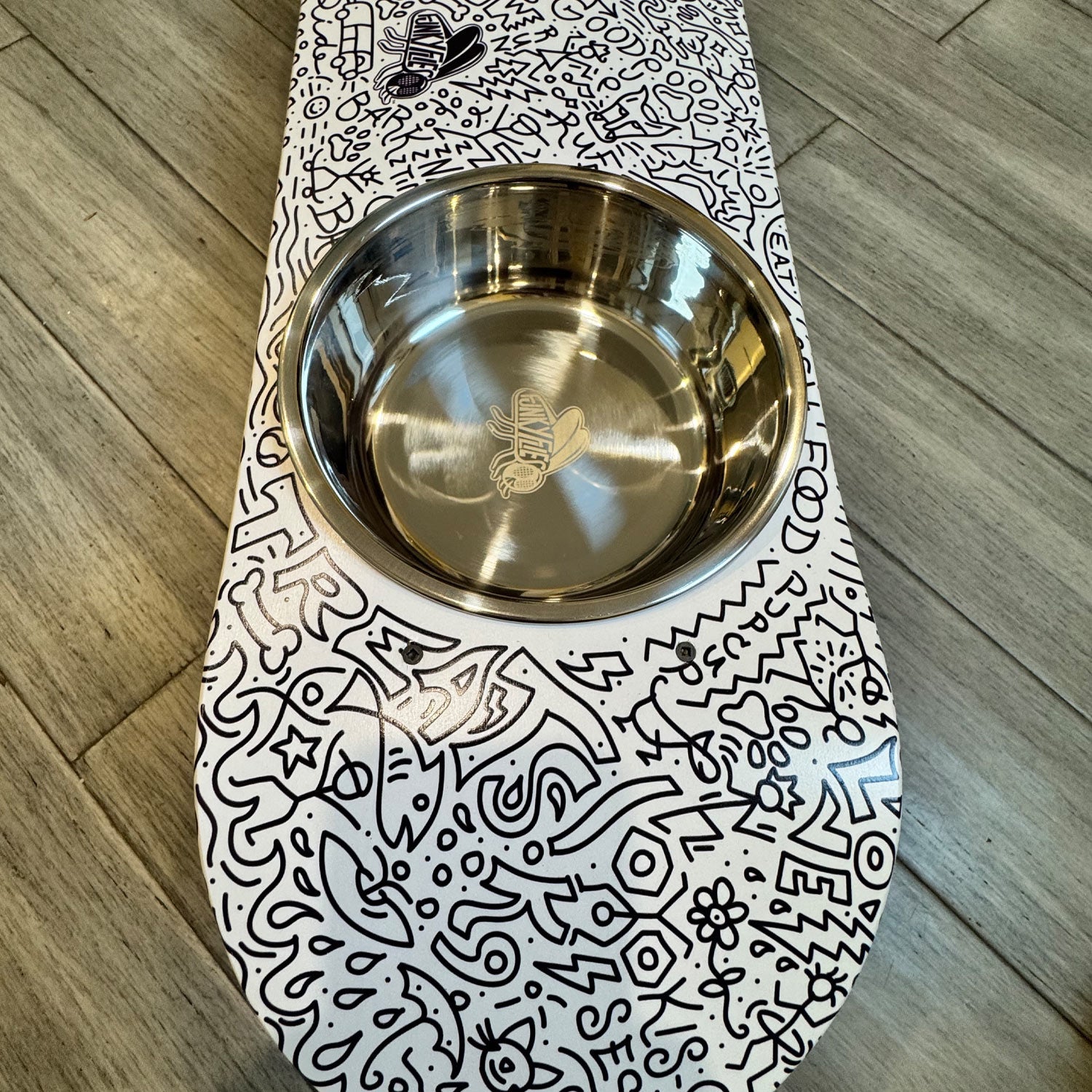Doodles - Elevated Skateboard Dog Feeding Stand with 2 Bowls