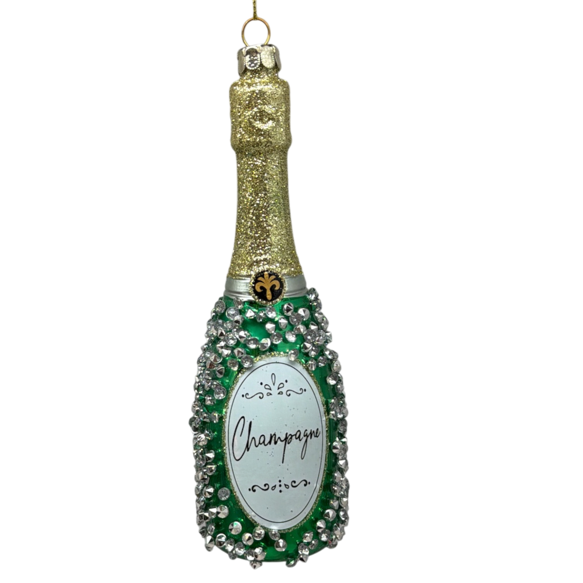Champagne Bottle Glass Ornament