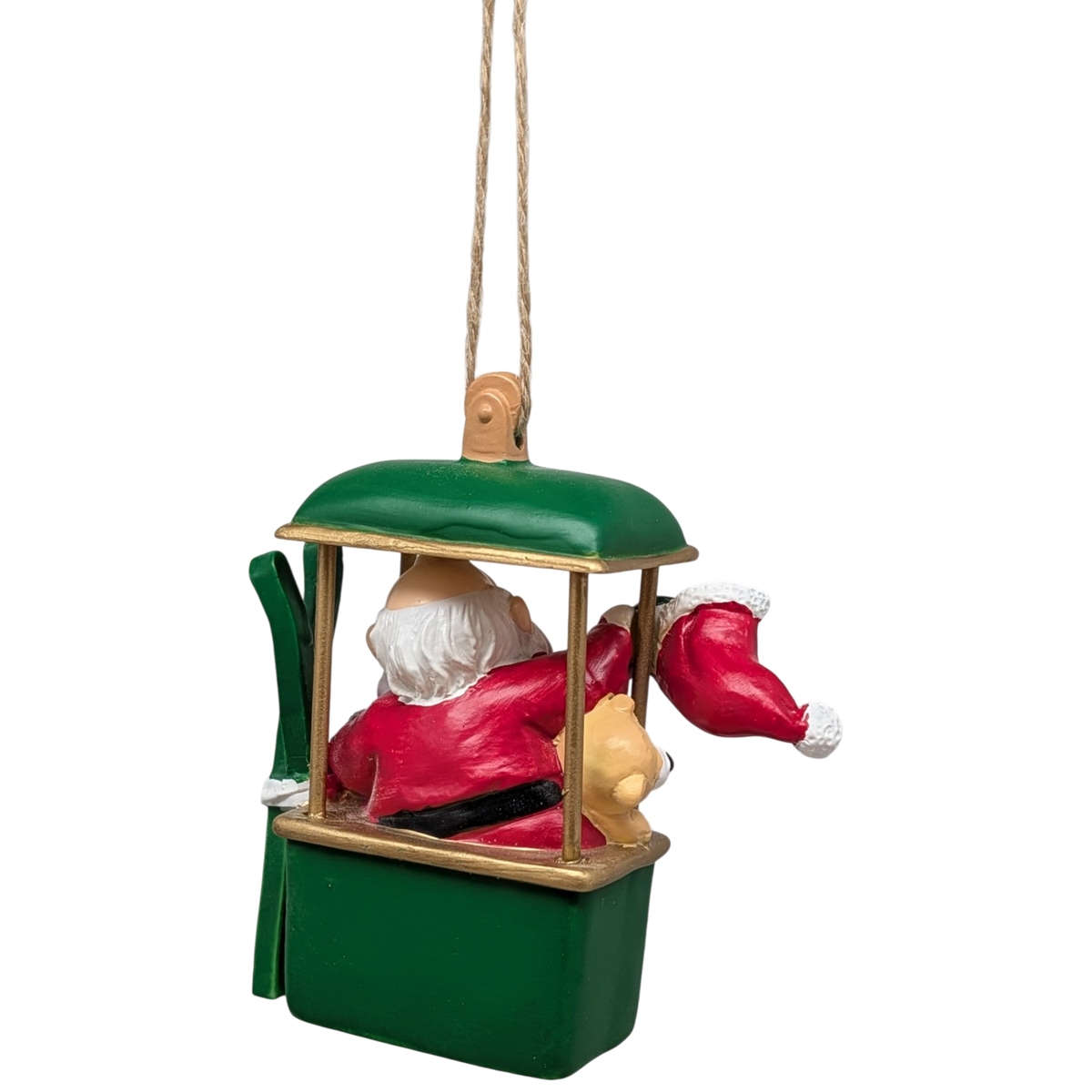 Santa's Ski Gondola Ornament - Green