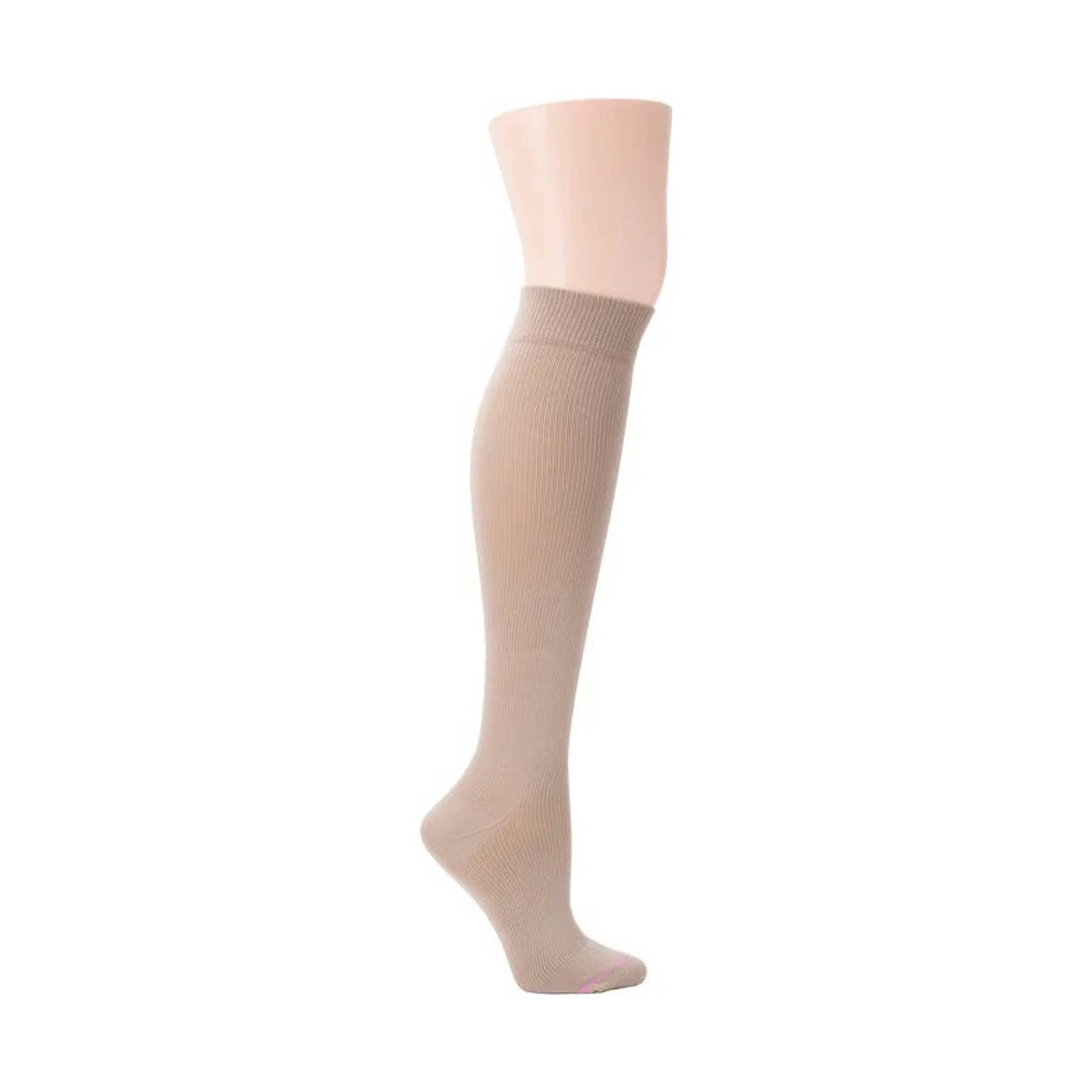 Dr. Motion Women's Compression Sock Solid Microfiber Nylon - Beige by Lenny's Shoe & Apparel