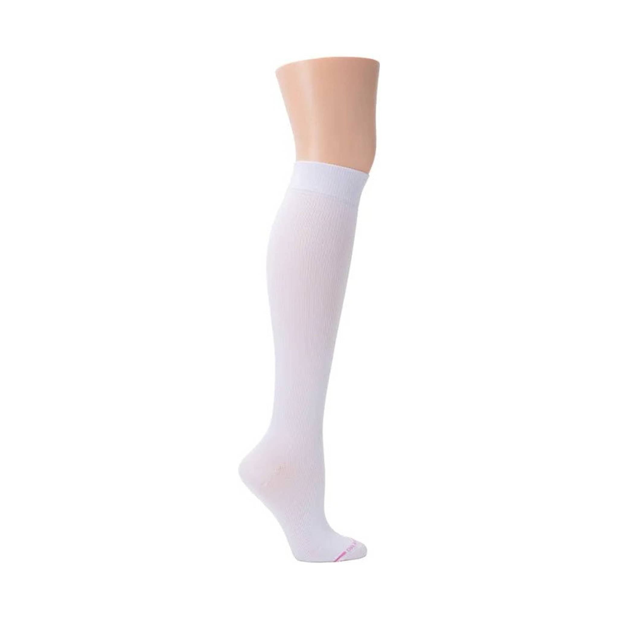 Dr. Motion Women's Compression Sock Solid Microfiber Nylon - White by Lenny's Shoe & Apparel
