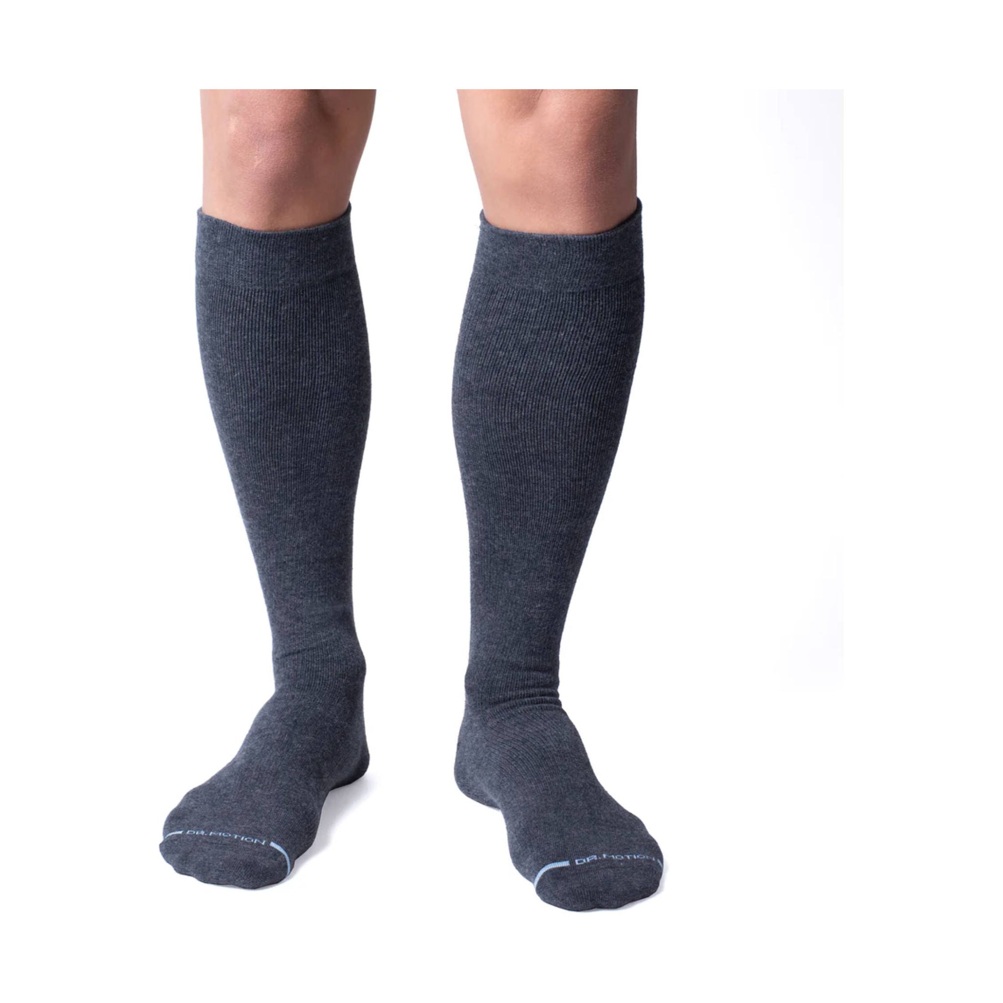 Dr. Motion Men's Solid Cotton Blend Knee High Sock - Grey Heather by Lenny's Shoe & Apparel