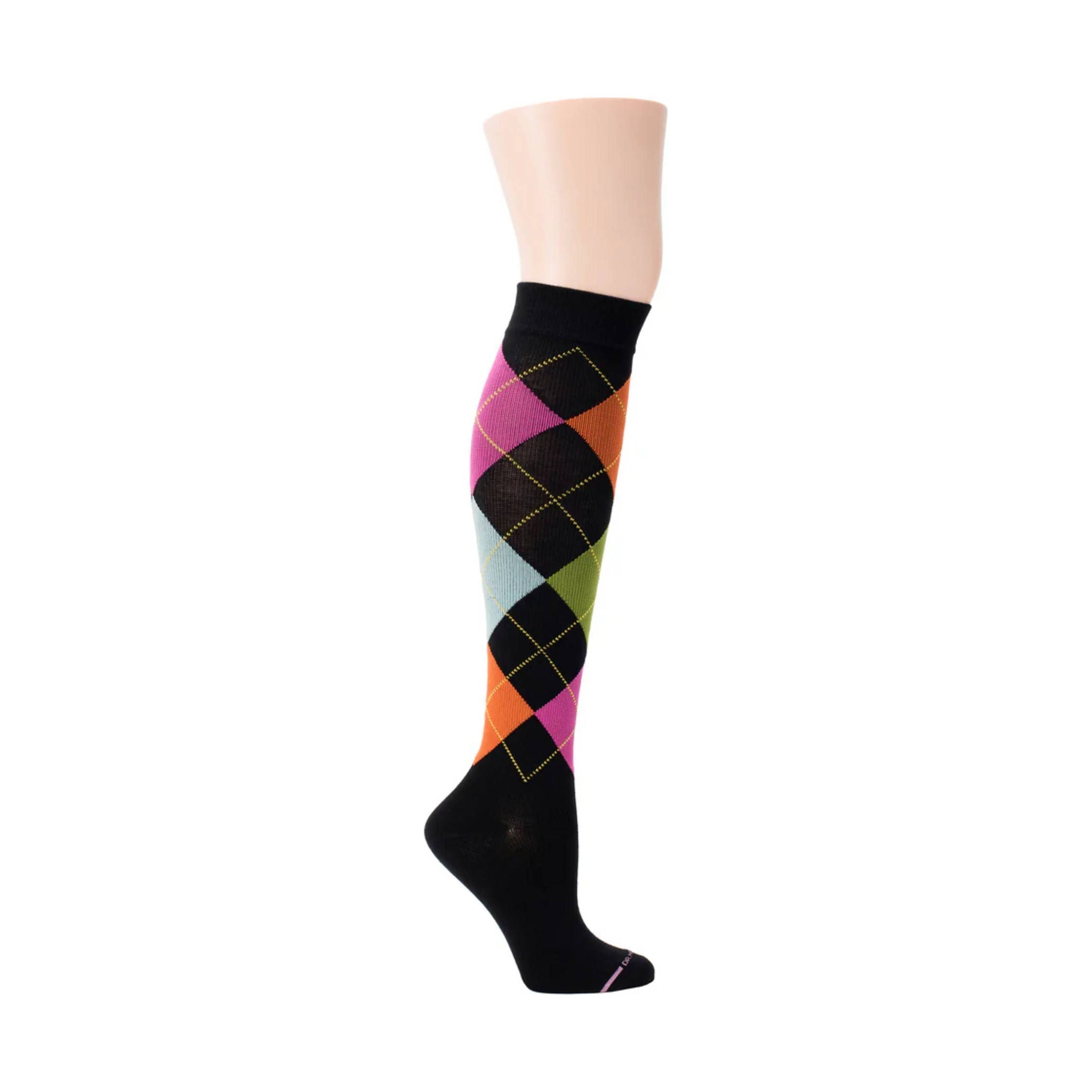 Dr. Motion Women's Argyle Knee High Compression Socks - Black by Lenny's Shoe & Apparel