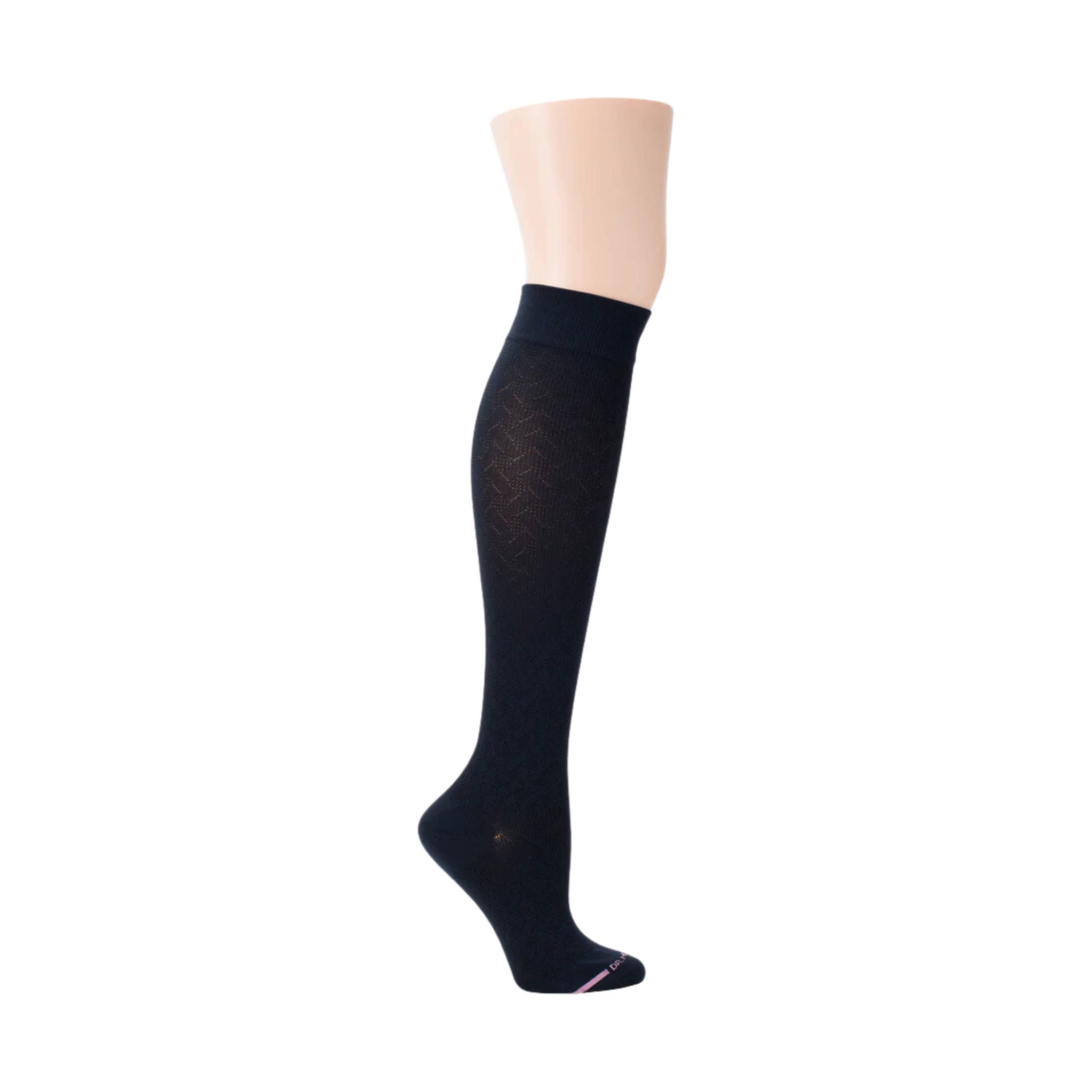 Dr. Motion Women's Basket Weave Pattern Knee High Compression Socks - Navy by Lenny's Shoe & Apparel