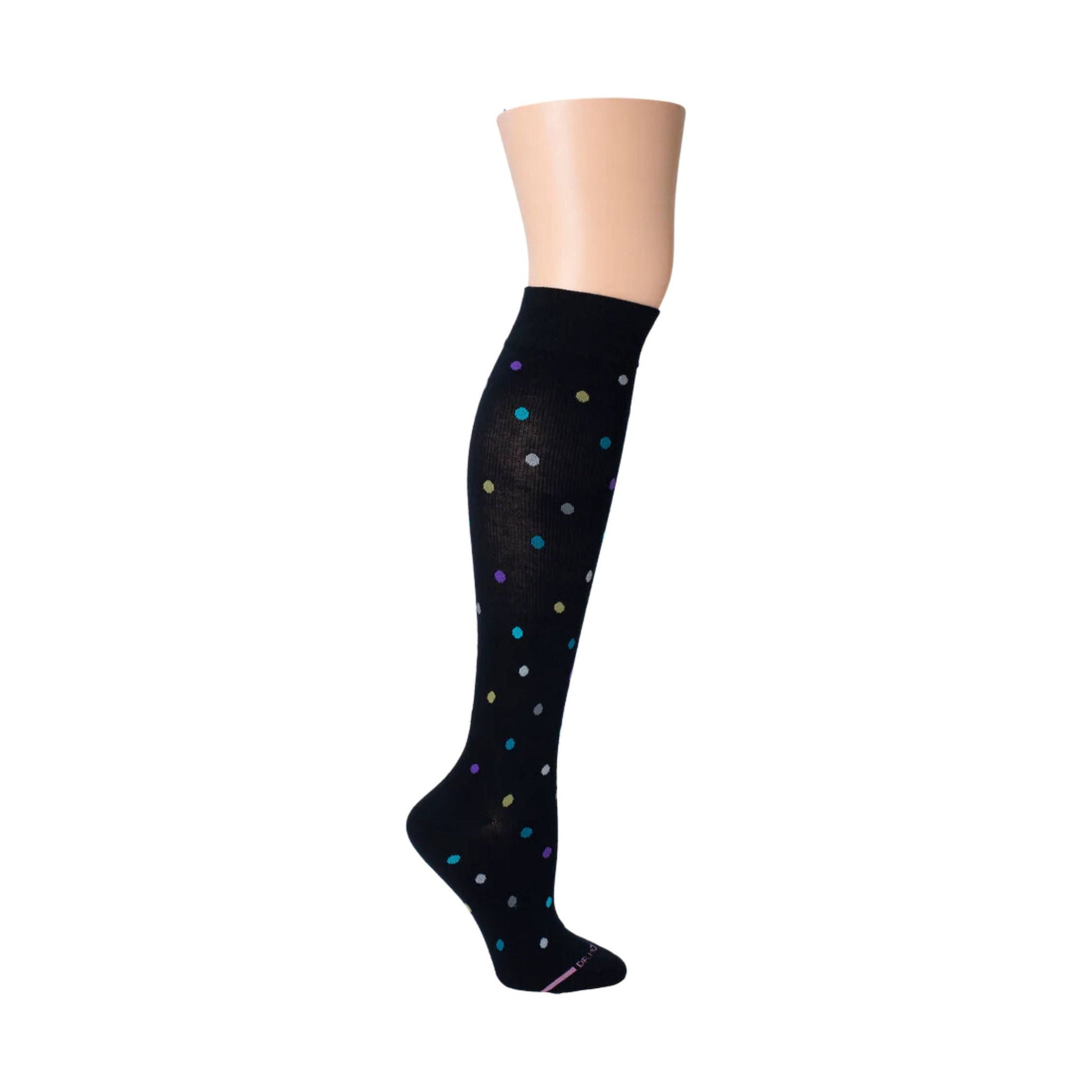 Dr. Motion Women's Dancing Dot Knee High Compression Socks - Navy by Lenny's Shoe & Apparel
