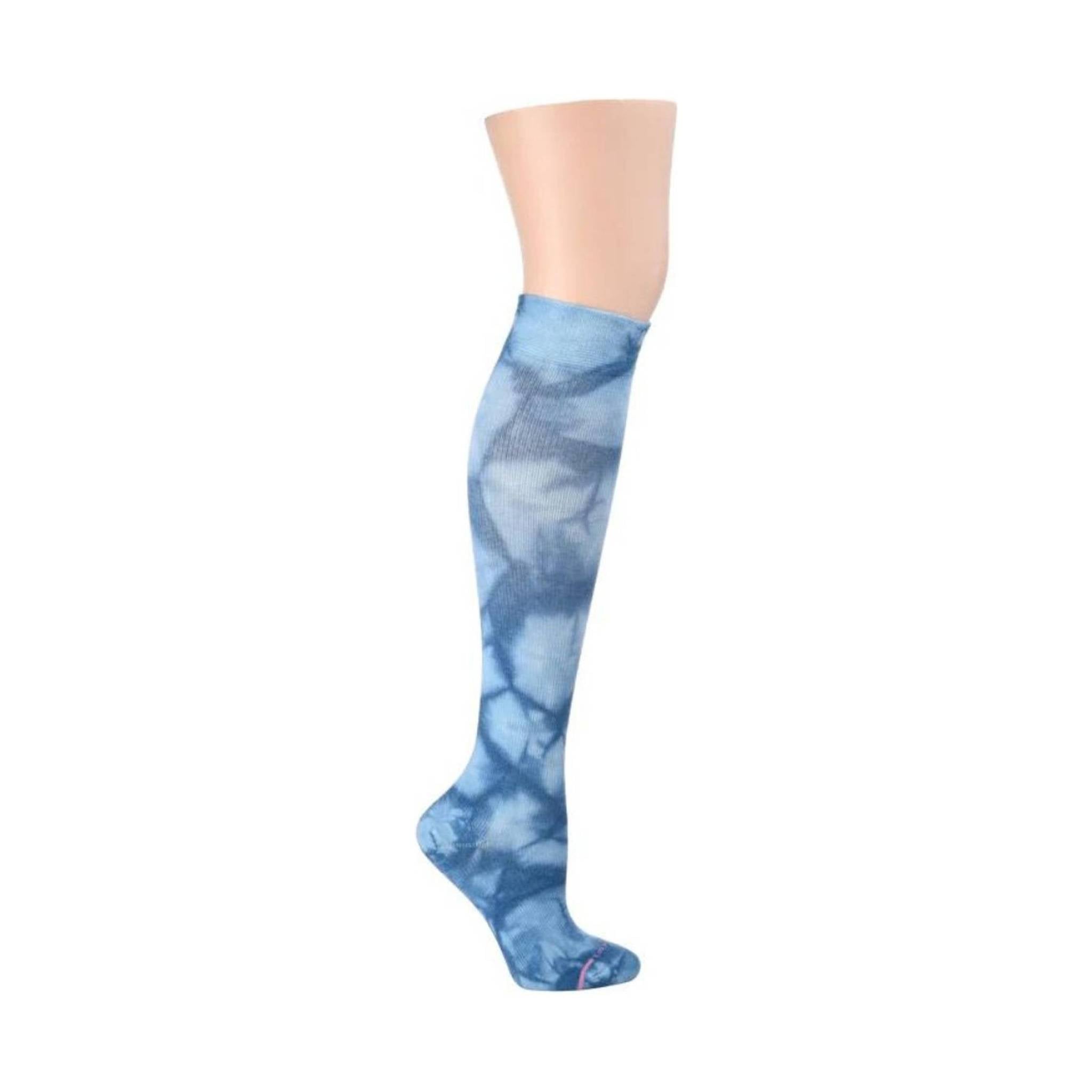 Dr. Motion Women's Tie Dye Knee-High Compression Sock - Deep Water by Lenny's Shoe & Apparel