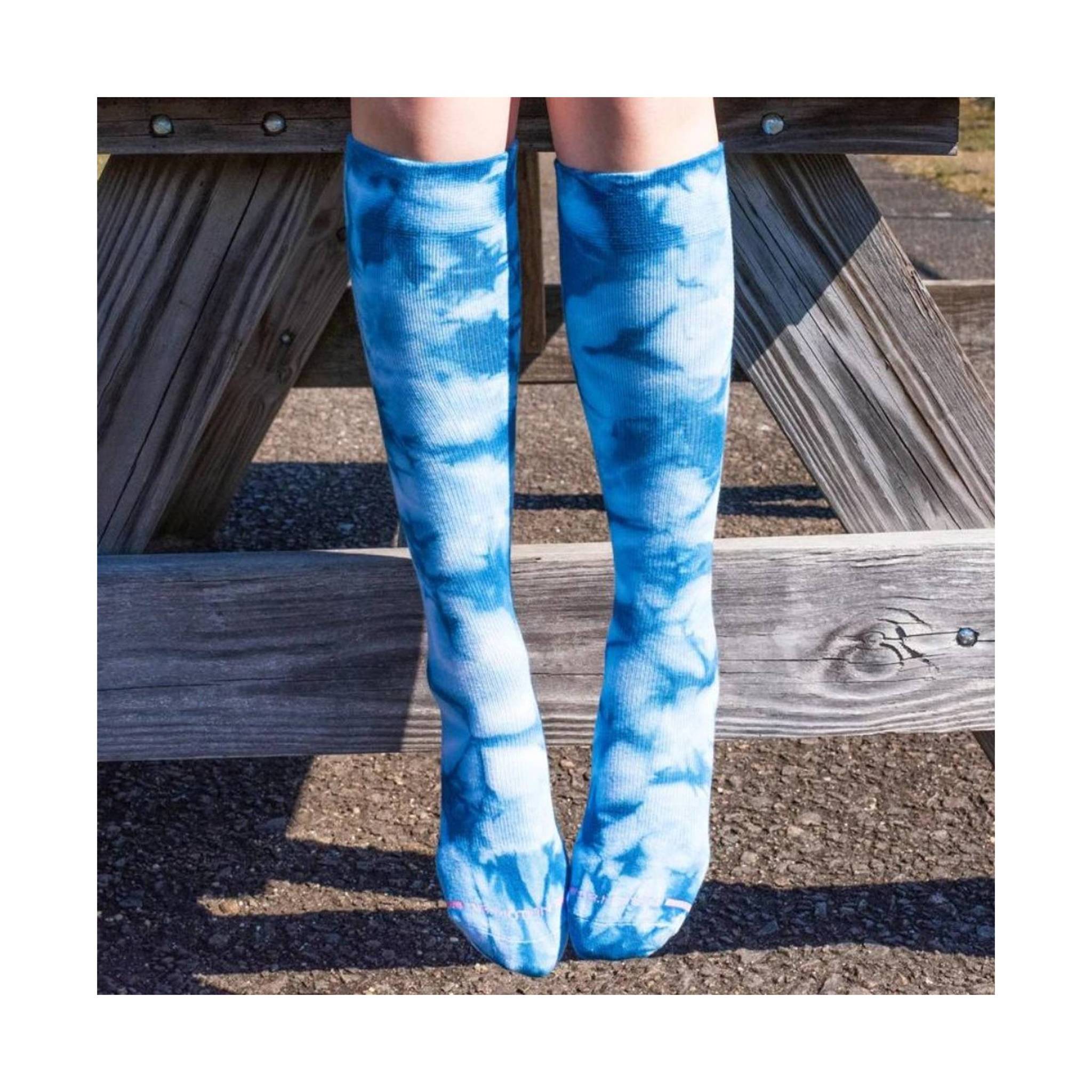 Dr. Motion Women's Tie Dye Knee-High Compression Sock - Deep Water by Lenny's Shoe & Apparel