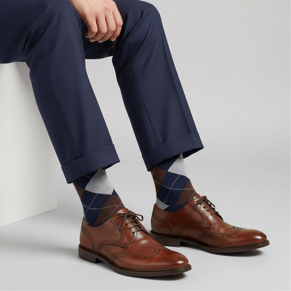 Tiree Argyle Blue Men's Socks