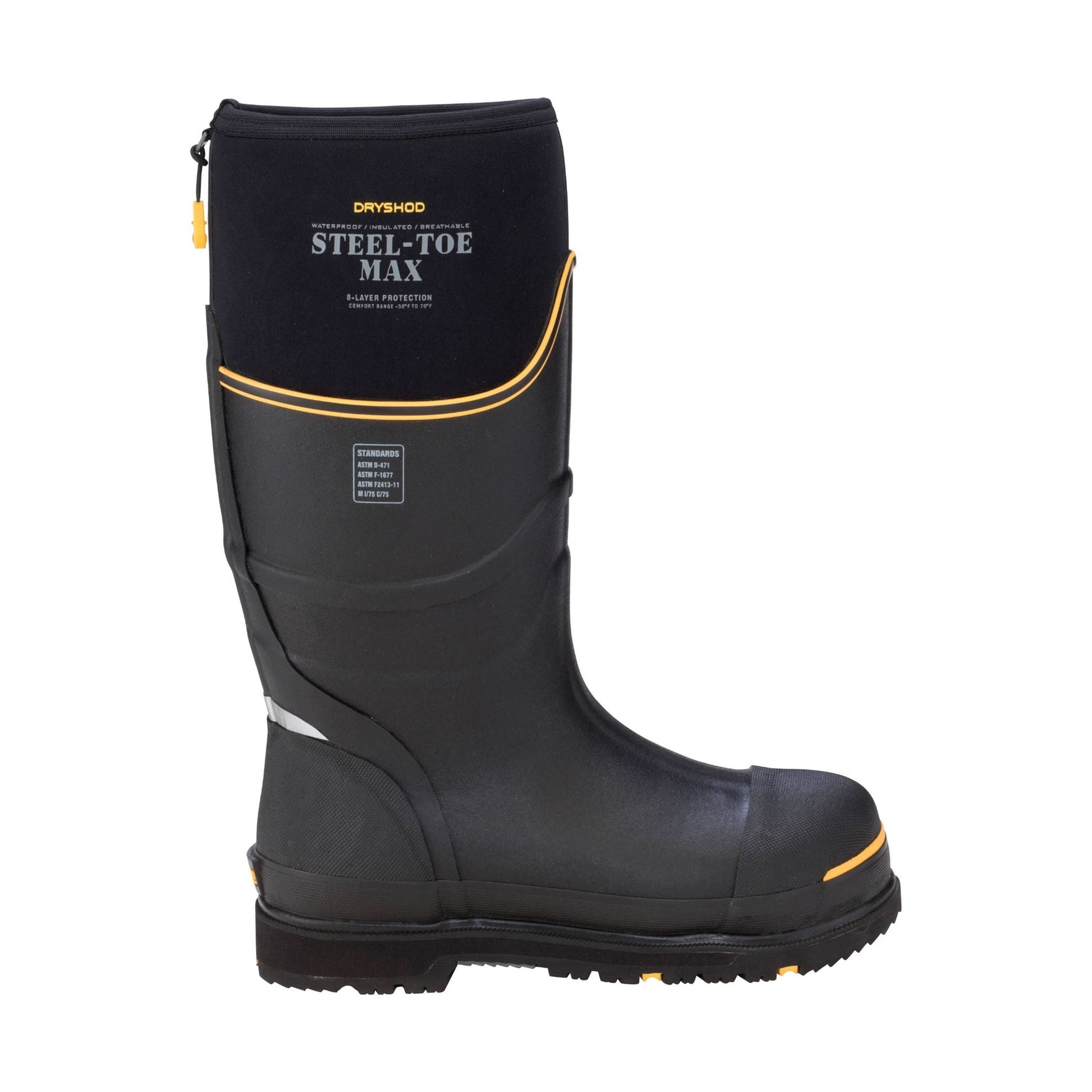 Dryshod Men's Steel Toe Max Work Boot - Black/Yellow by Lenny's Shoe & Apparel