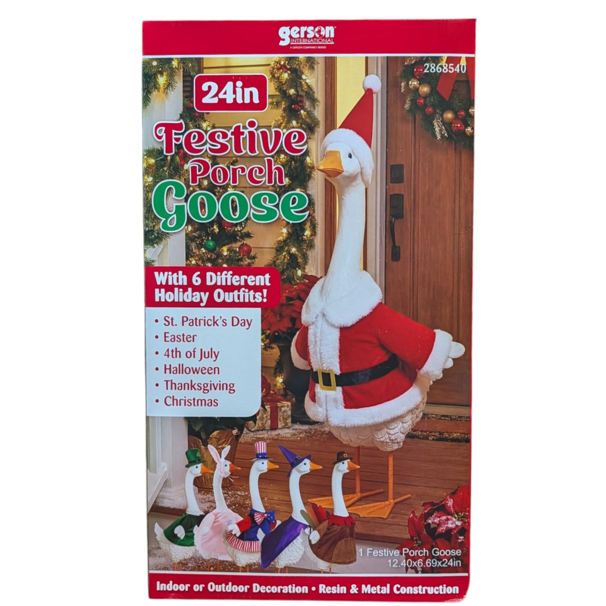 The Festive Porch Goose with Six Seasonal Outfits - 24 Inches Tall