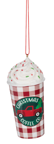 Cozy Coffee Plaid Latte Ornament