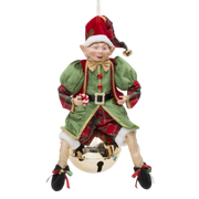 Huge Hanging Elf on a Bell - Green Coat
