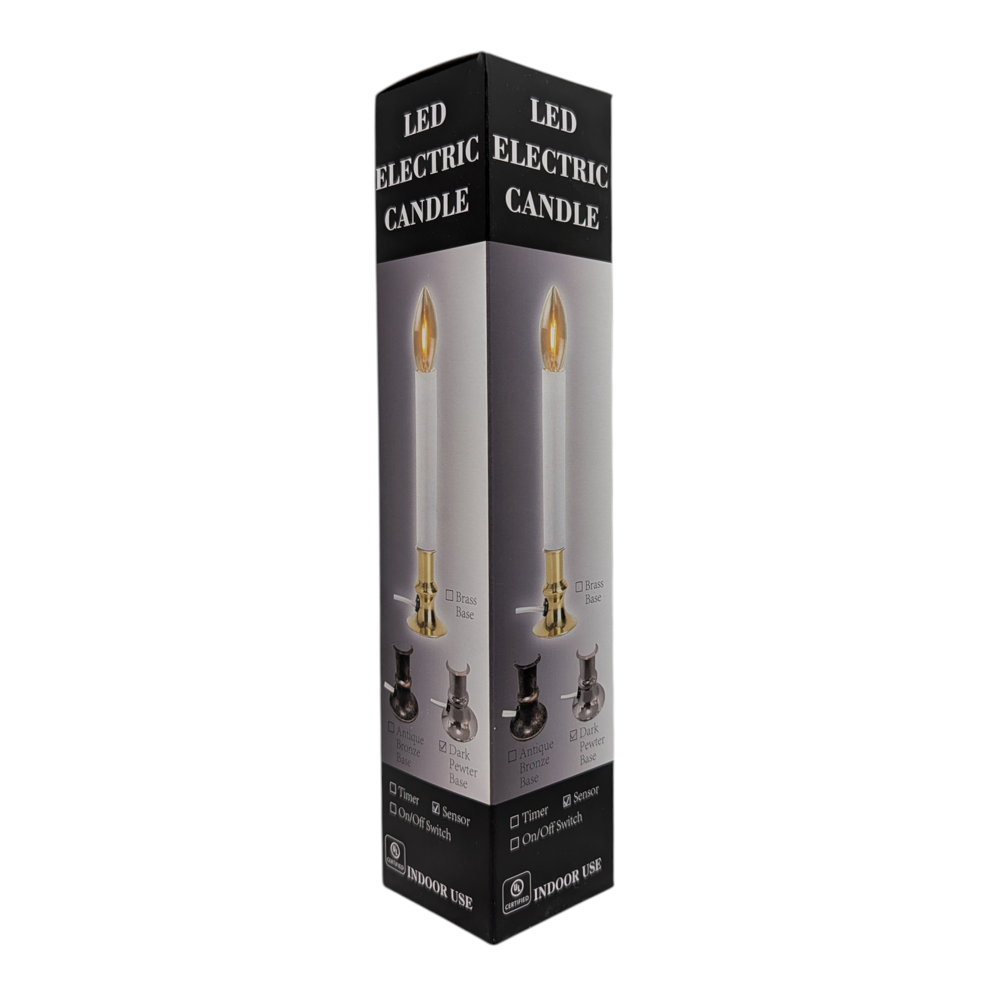 Dark Pewter Candle with LED Bulb and Sensor