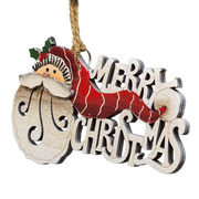 Laser Cut Wooden Ornament - Flowing Hat Santa