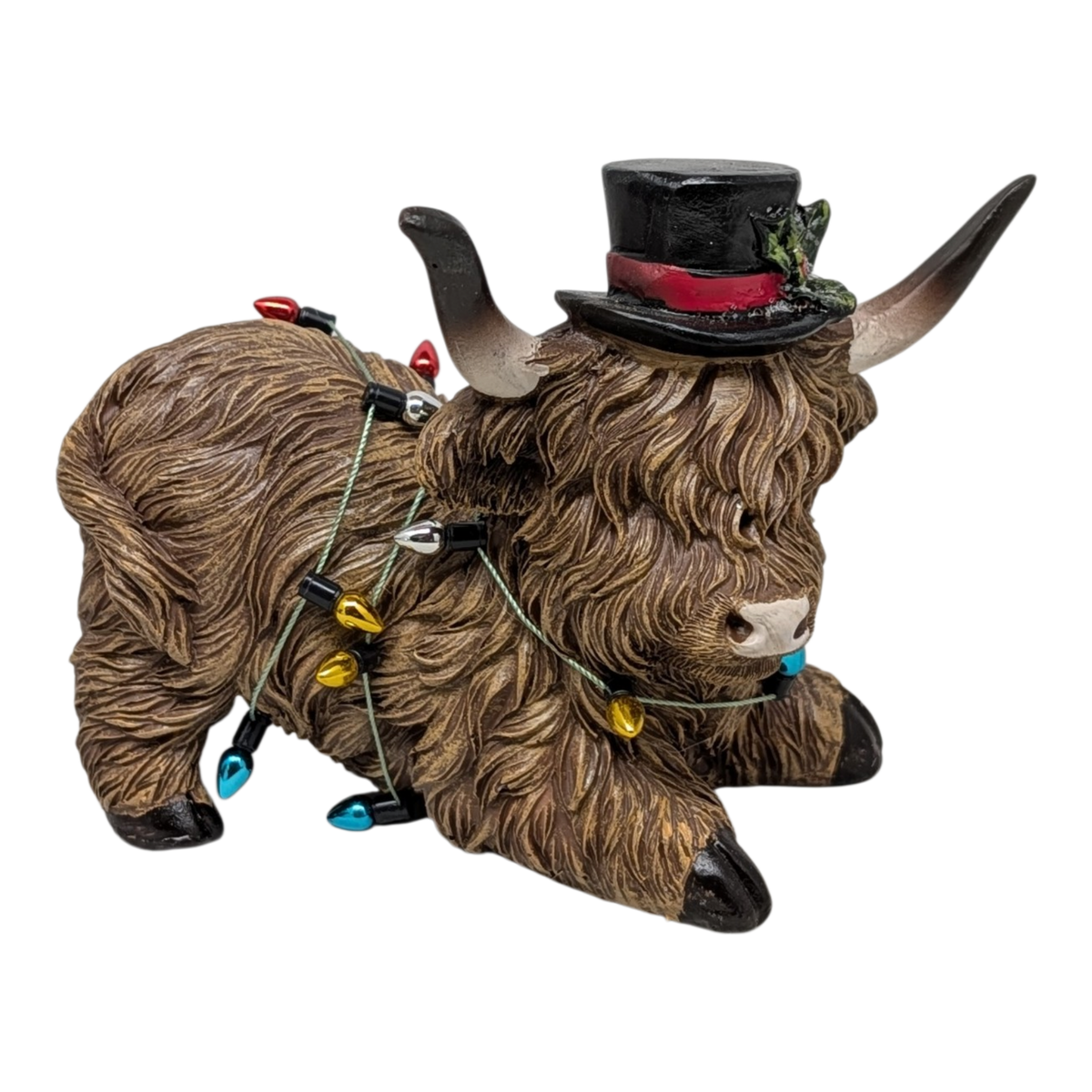 Resin Holiday Highland Cow