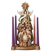 Under Star Holy Family 16 Inch Resin Stone Advent Candle Holder