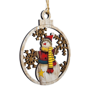 Wooden Ornament - Snowman with Striped Scarf