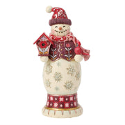 Snowman Nutcracker Figurine Red And Pink