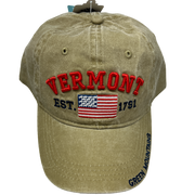 Vermont Est 1791 Hat Wiith Flag - Khaki