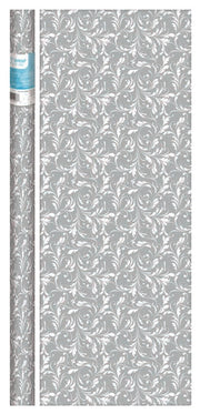 White on Grey Damask Print Gift Wrap