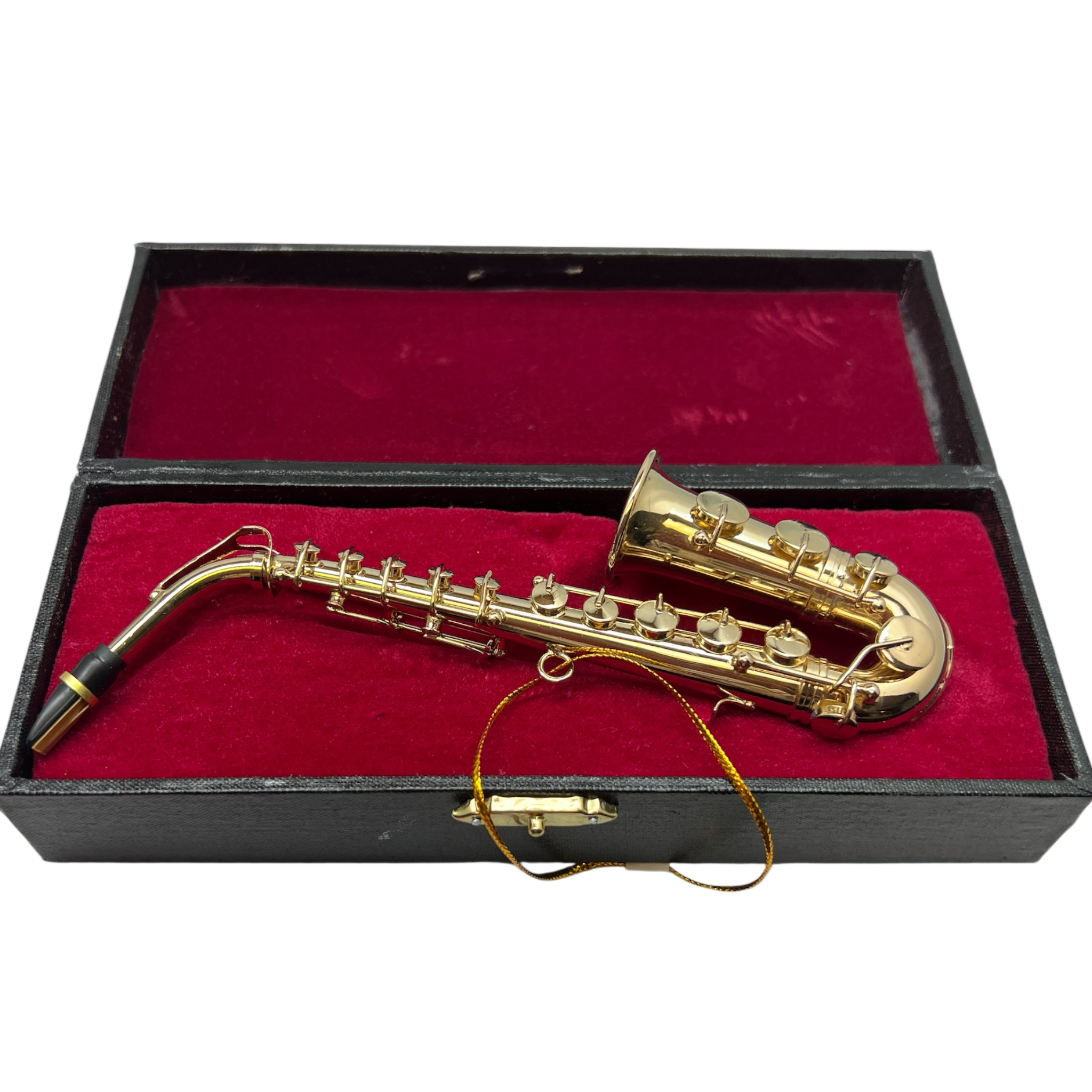 Brass Saxophone Ornament In A Case