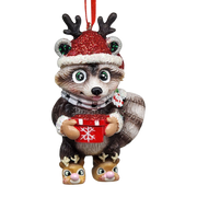 Adorable Christmas Raccoon Ornament - Approximately 4 Inches
