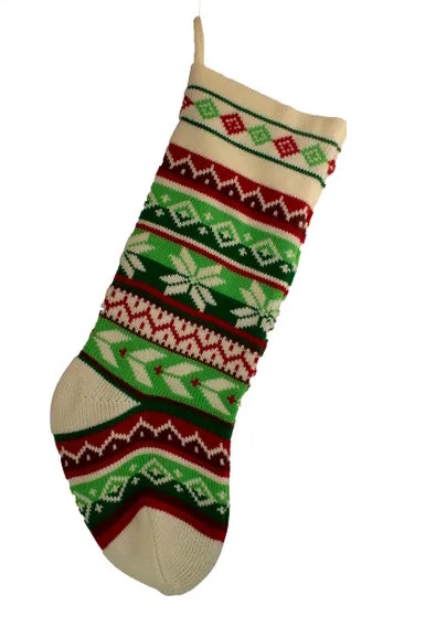 Classic Geometric Knit Heavy Christmas Stocking