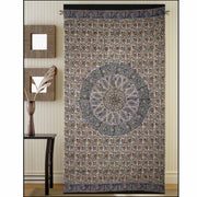 Window Panel Circle Kalamkari Blue Gold by Homeportonline