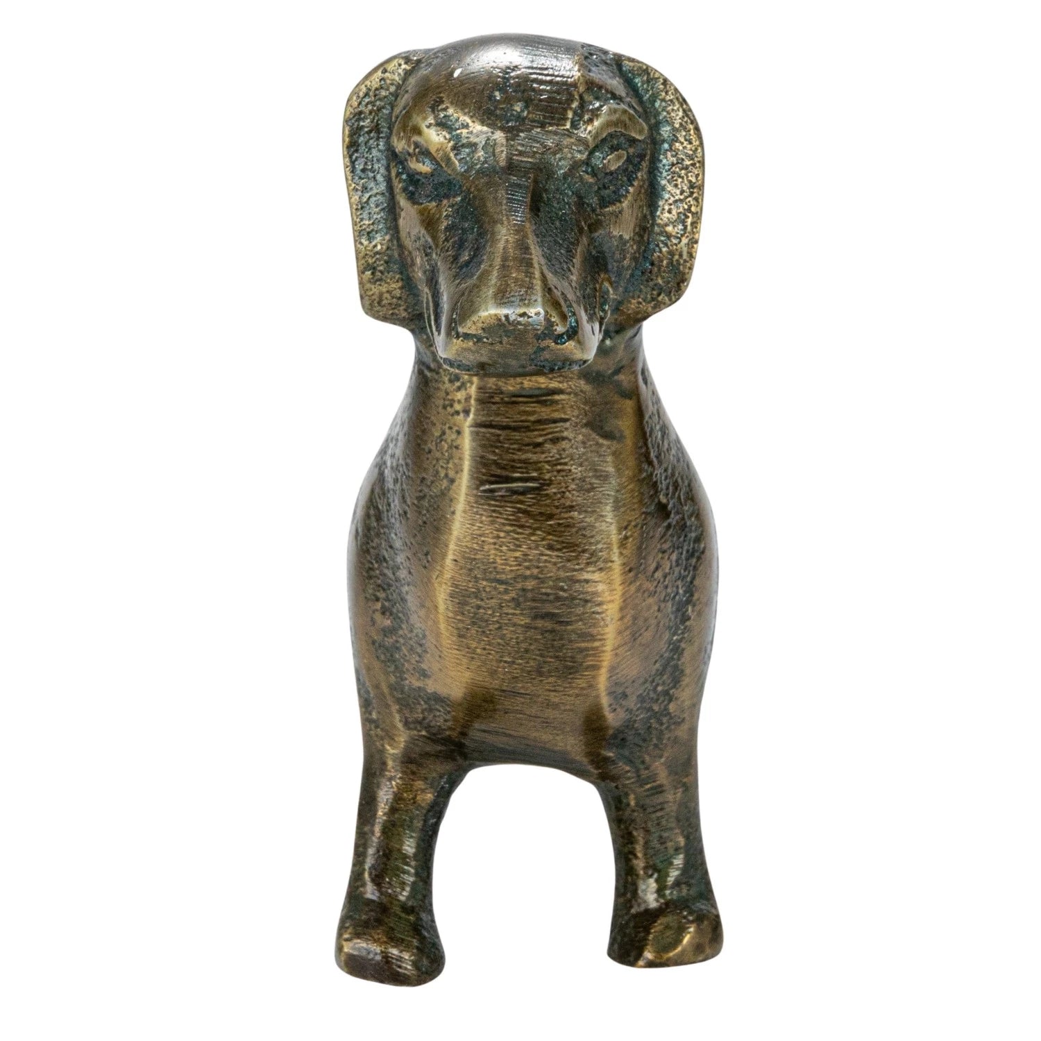 Decor Figurine Cast Aluminum Dachshund Brass Finish by Homeportonline