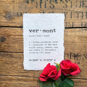 Vermont Definition Print On Handmade Paper