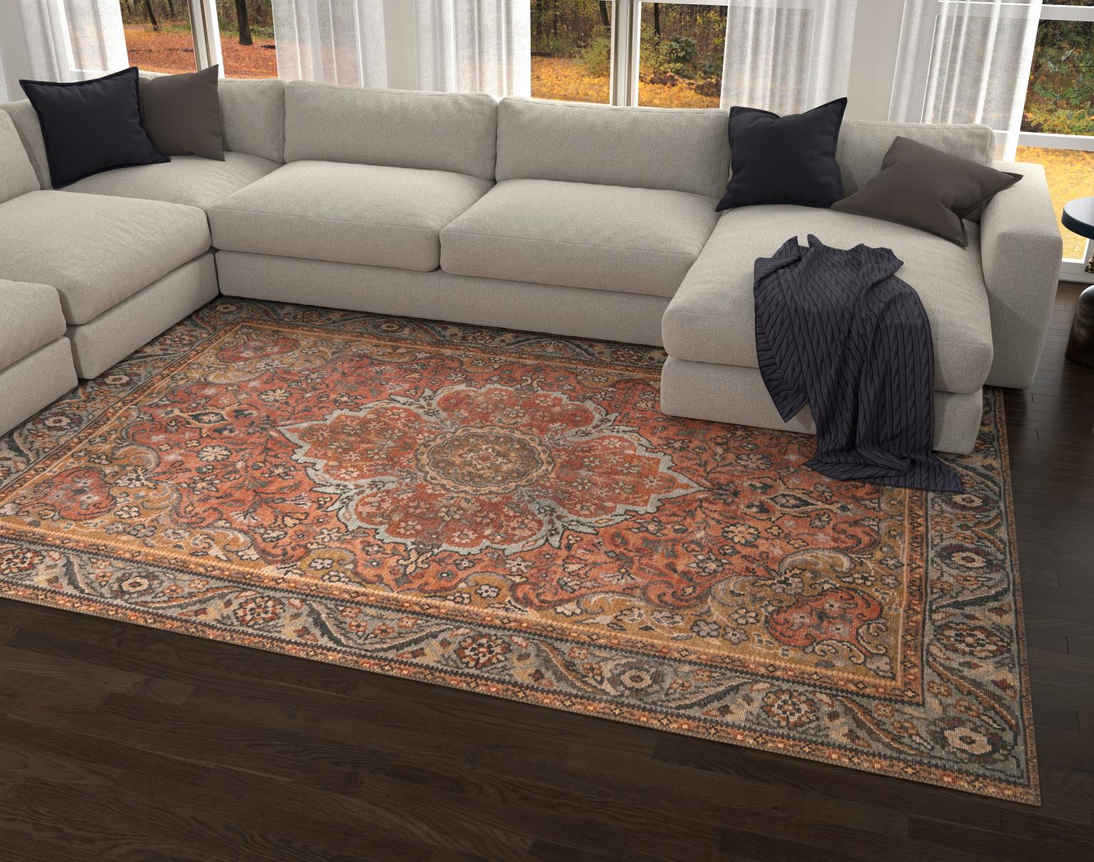 London Valencia Rust Washable Rug 5' x 7'6" by Homeportonline