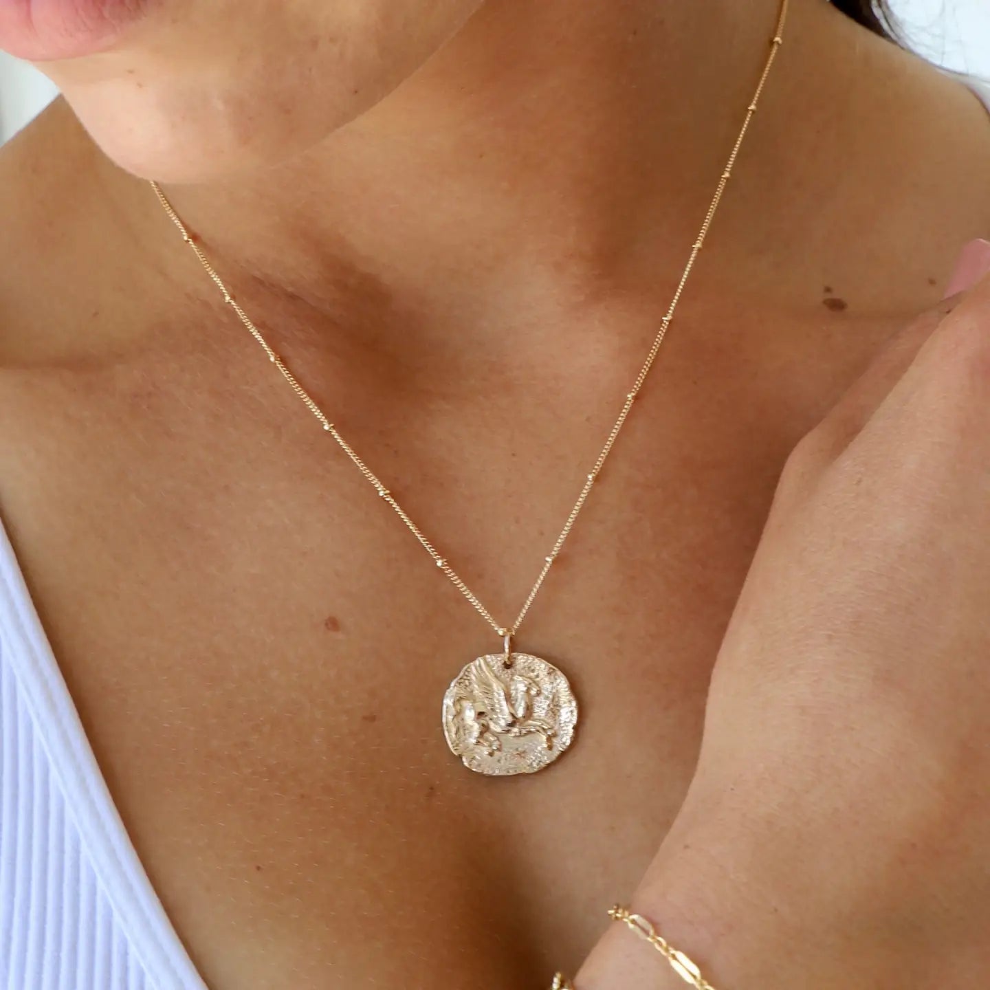 Ancient Pegasus Coin Necklace by Harbour Thread