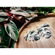 Monstera Albo Plant Leaf Earring, Magnet, Accessory,Decor