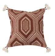Pillow Cotton Embroidered Rust Brown & Sage 18" Square by Homeportonline