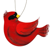 Wooden Cardinal Ornament - In flight Looking Back Right