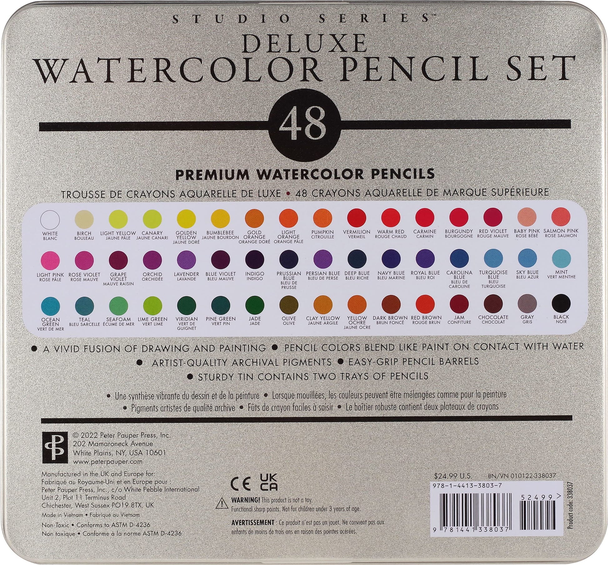 Art Center Pencils Watercolor Set of 48 In Storage Tin by Homeportonline