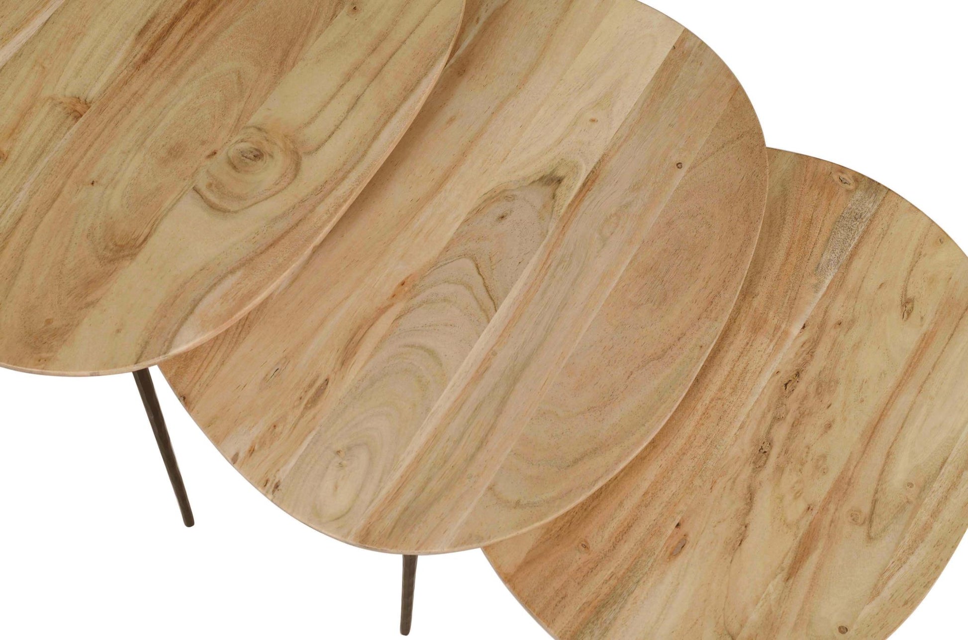 Global Archives Reeves Nesting Tables Mango Wood Natural Set of 3 by Homeportonline