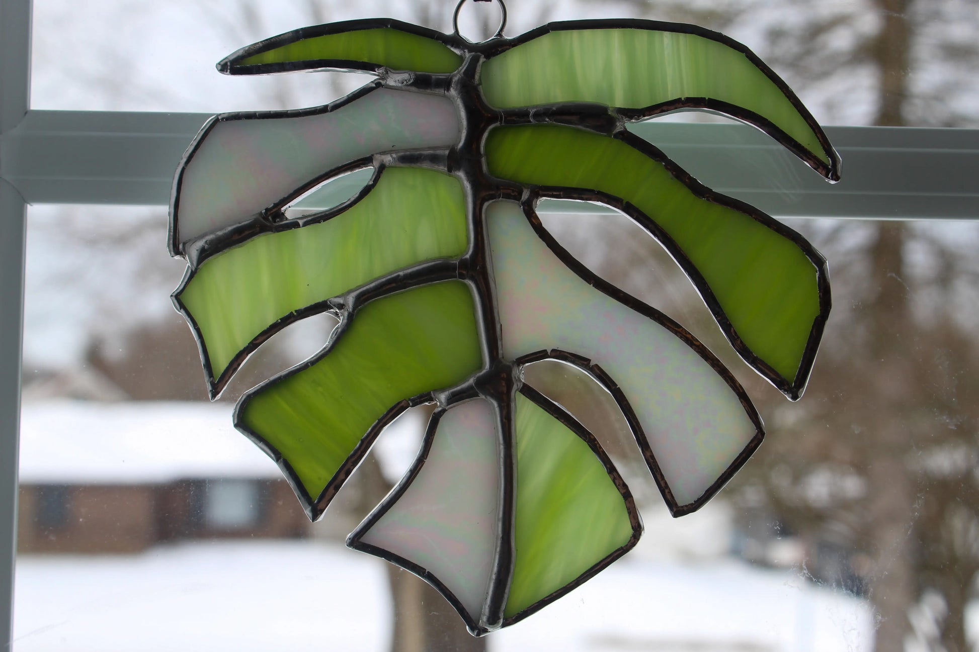Monstera Leaf Stained Glass Suncatcher by Wild Lark