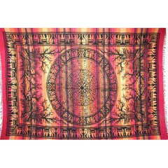 Tapestry Full Size Overprint Madras Elephant Red by Homeportonline