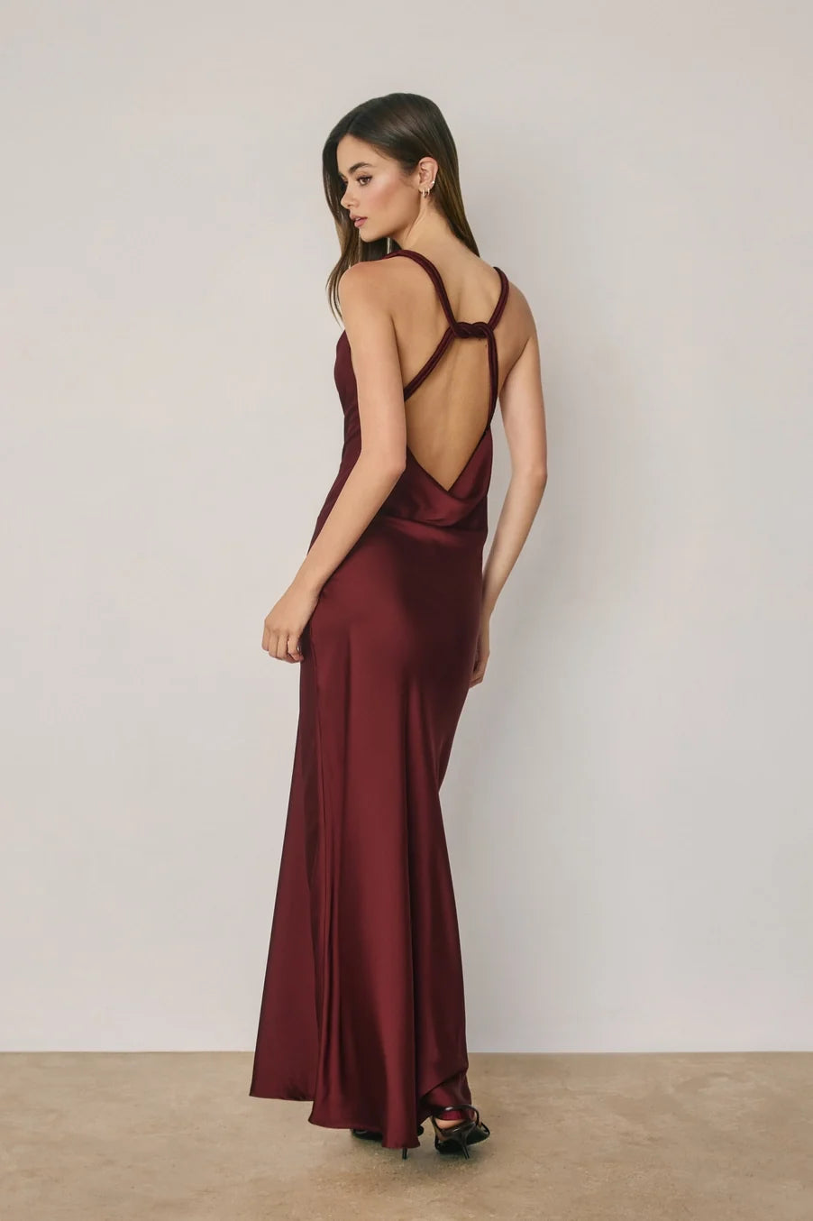 Dress Forum Satin Twisted Strap Maxi Dress