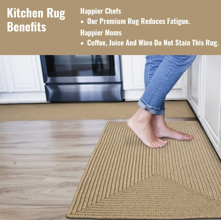 Ultra Durable Braided Rectangular Rug Biscuit 6' x 9' by Homeportonline