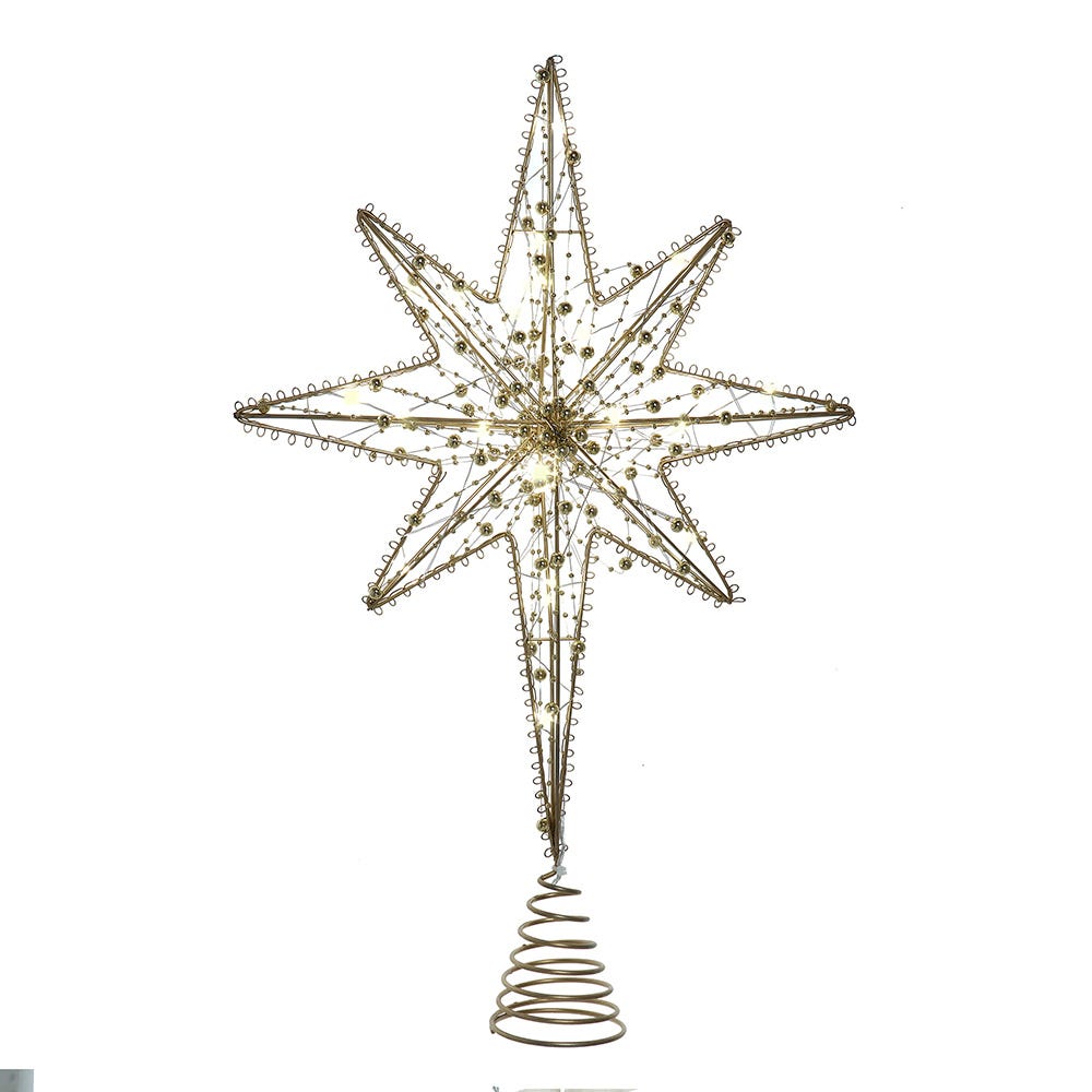 8-Point Gold Metal Star Treetop - 19.7 Inches