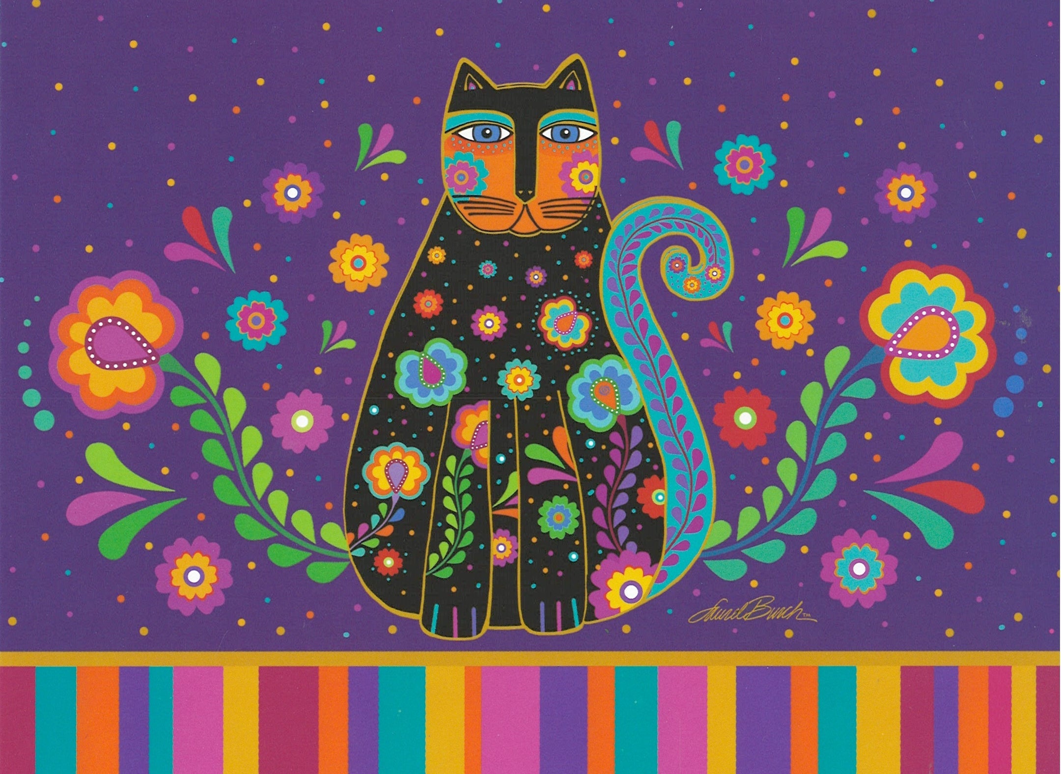 Mystic Cat Garden Greeting Card -  Blank Card