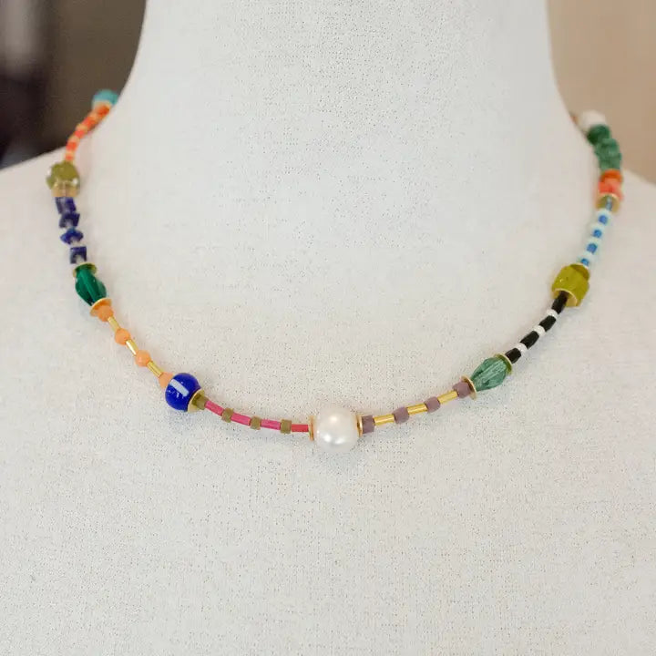 Colorful Beaded Seed Bead Friendship Necklace