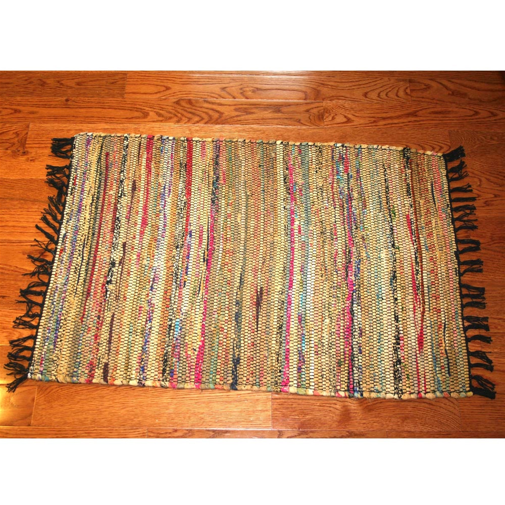 Rag Rug Overdyed Cotton Tan 3'x5 by Homeportonline