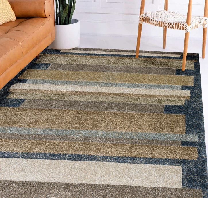 Carmona Rug Color Blocks Denim 5'1" X 7'5" by Homeportonline