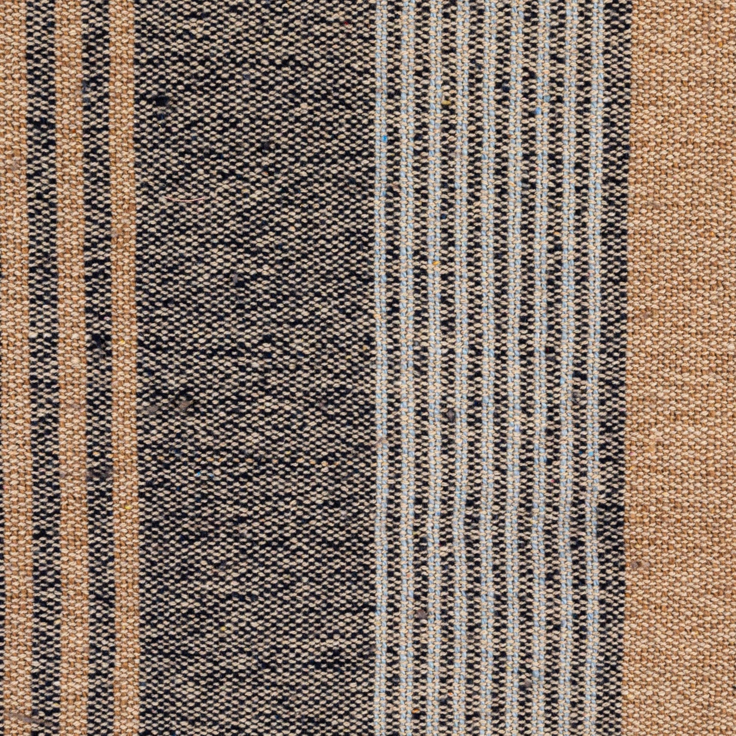 Throw Blanket Recycled Cotton Stripes & Fringe Blue & Orange by Homeportonline
