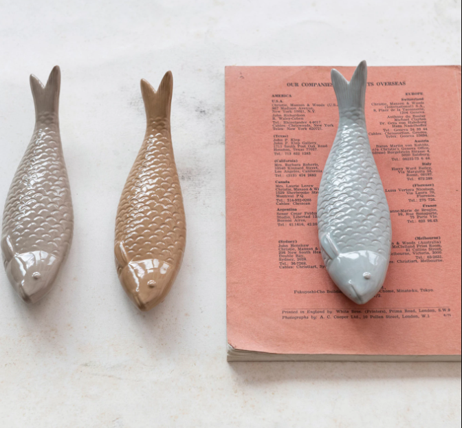 Decorative Fish Ceramic Available In Three Colors 7.5" Long by Homeportonline